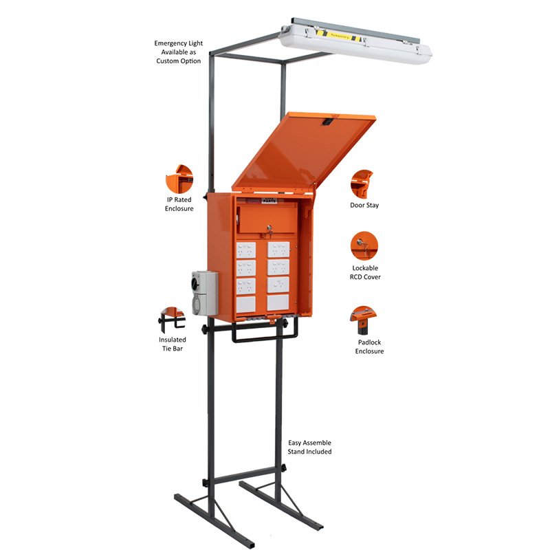 Three Phase Temporary Power Board – Compliant with AS/NZS Standards, Hi-Visibility X15 Orange Enclosure & IP44 Rating
